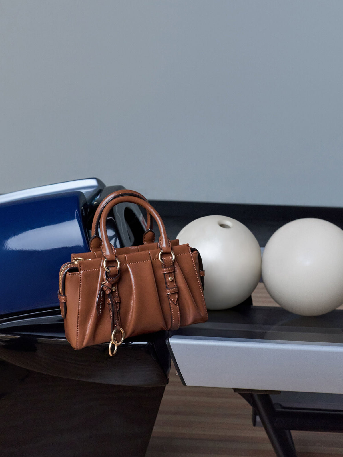CHARLES & KEITH Best Seller | Britton Top Handle Tote Bag - Chocolate