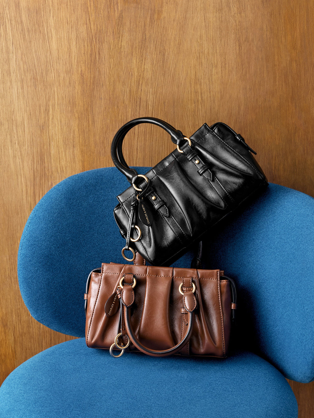 CHARLES & KEITH Best Seller | Britton Top Handle Tote Bag - Chocolate