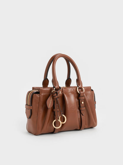 CHARLES & KEITH Best Seller | Britton Top Handle Tote Bag - Chocolate