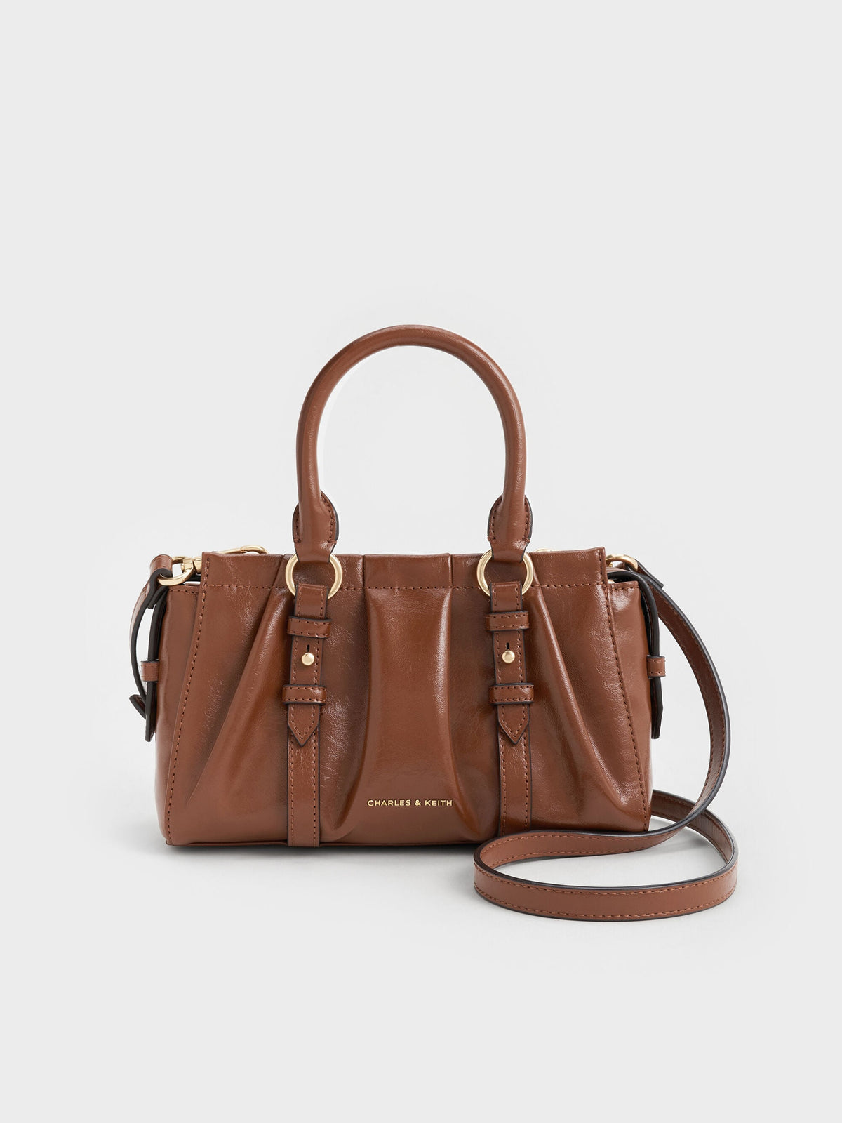 CHARLES & KEITH Best Seller | Britton Top Handle Tote Bag - Chocolate