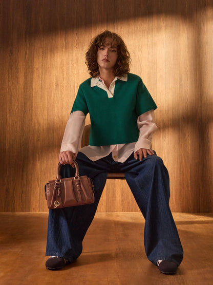 CHARLES & KEITH Best Seller | Britton Top Handle Tote Bag - Chocolate