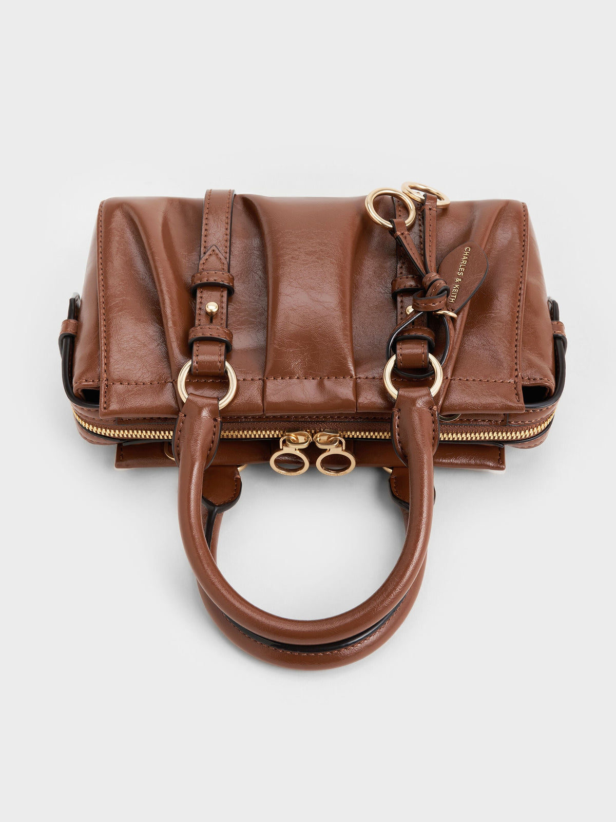 CHARLES & KEITH Best Seller | Britton Top Handle Tote Bag - Chocolate