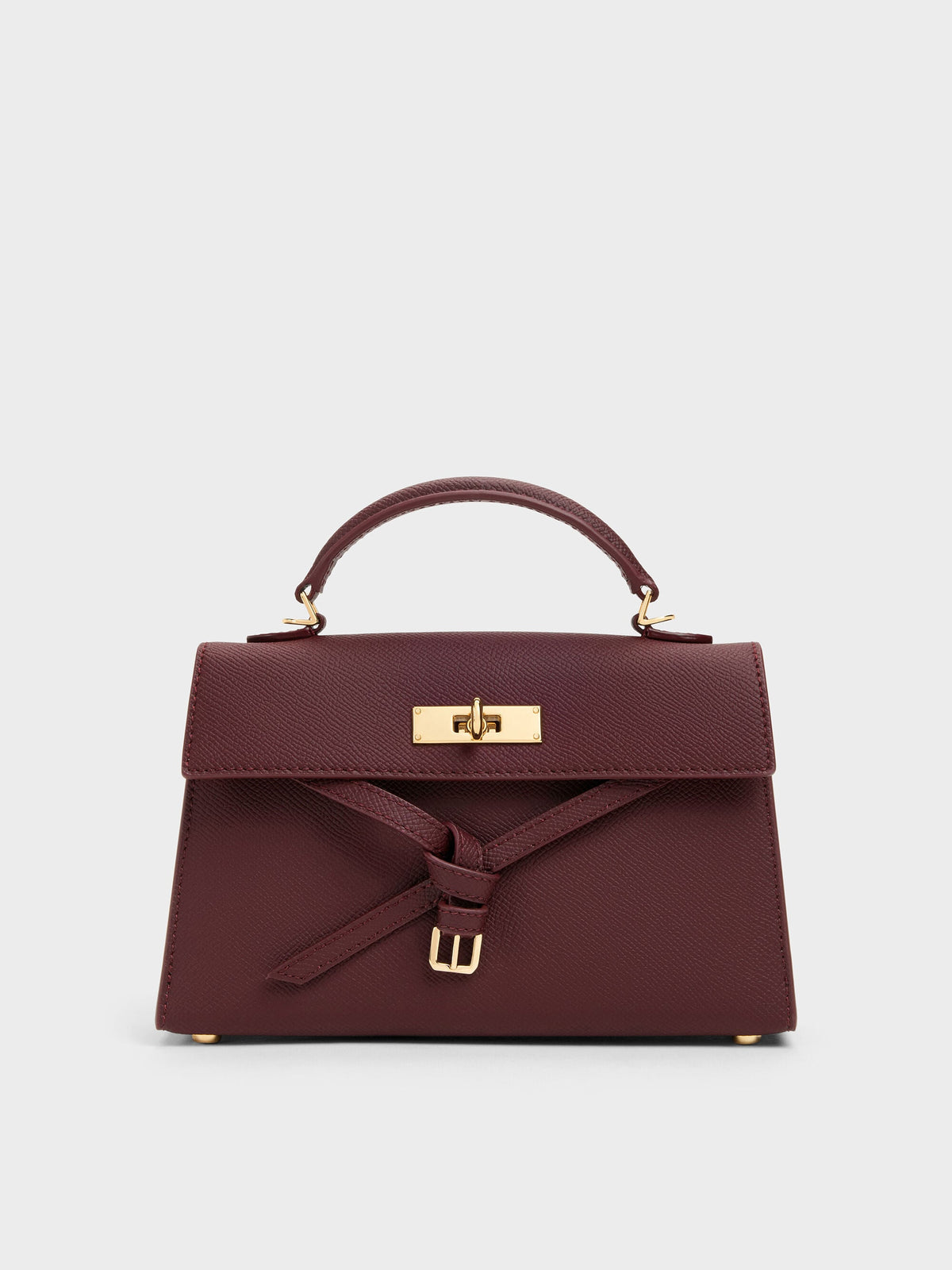 CHARLES & KEITH Quality | Tricha Knotted-Belt Top Handle Bag - Wineberry Red