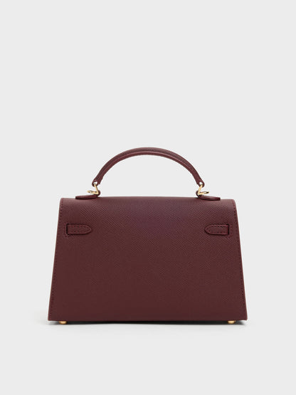 CHARLES & KEITH Quality | Tricha Knotted-Belt Top Handle Bag - Wineberry Red