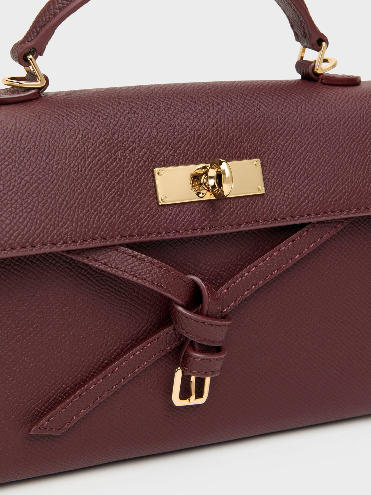 CHARLES & KEITH Quality | Tricha Knotted-Belt Top Handle Bag - Wineberry Red