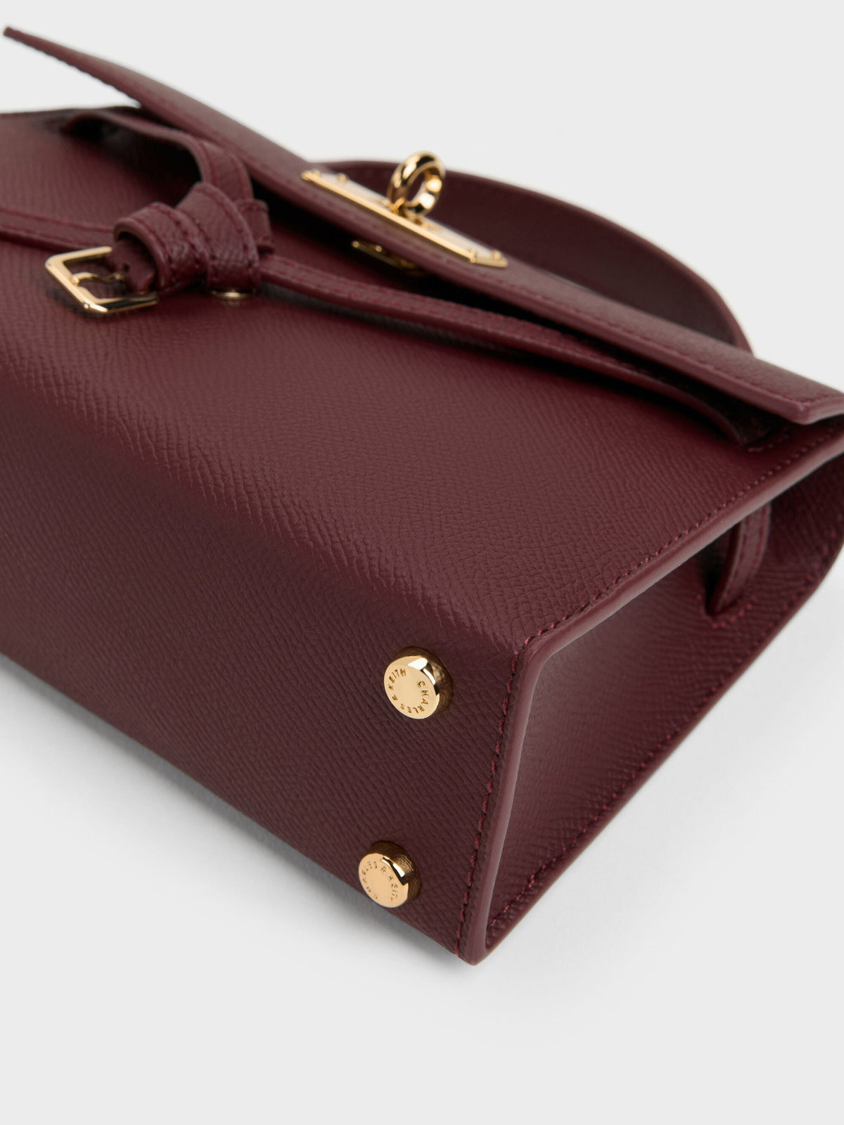 CHARLES & KEITH Quality | Tricha Knotted-Belt Top Handle Bag - Wineberry Red