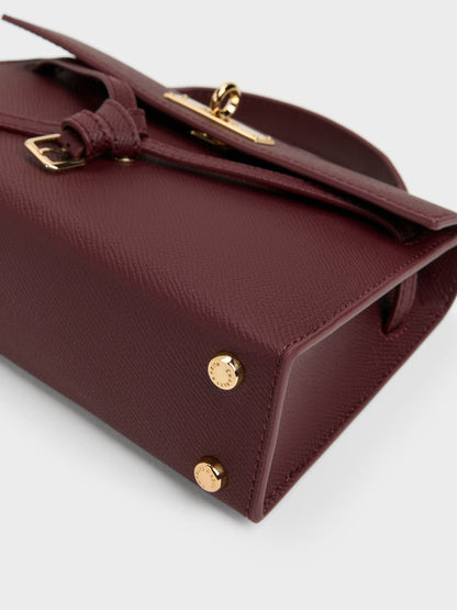 CHARLES & KEITH Quality | Tricha Knotted-Belt Top Handle Bag - Wineberry Red