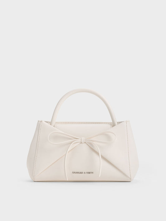 CHARLES & KEITH Featured | Hazel Bow Panelled Top Handle Bag - Cream
