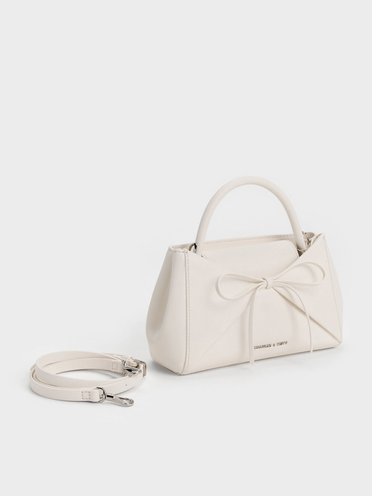 CHARLES & KEITH Featured | Hazel Bow Panelled Top Handle Bag - Cream