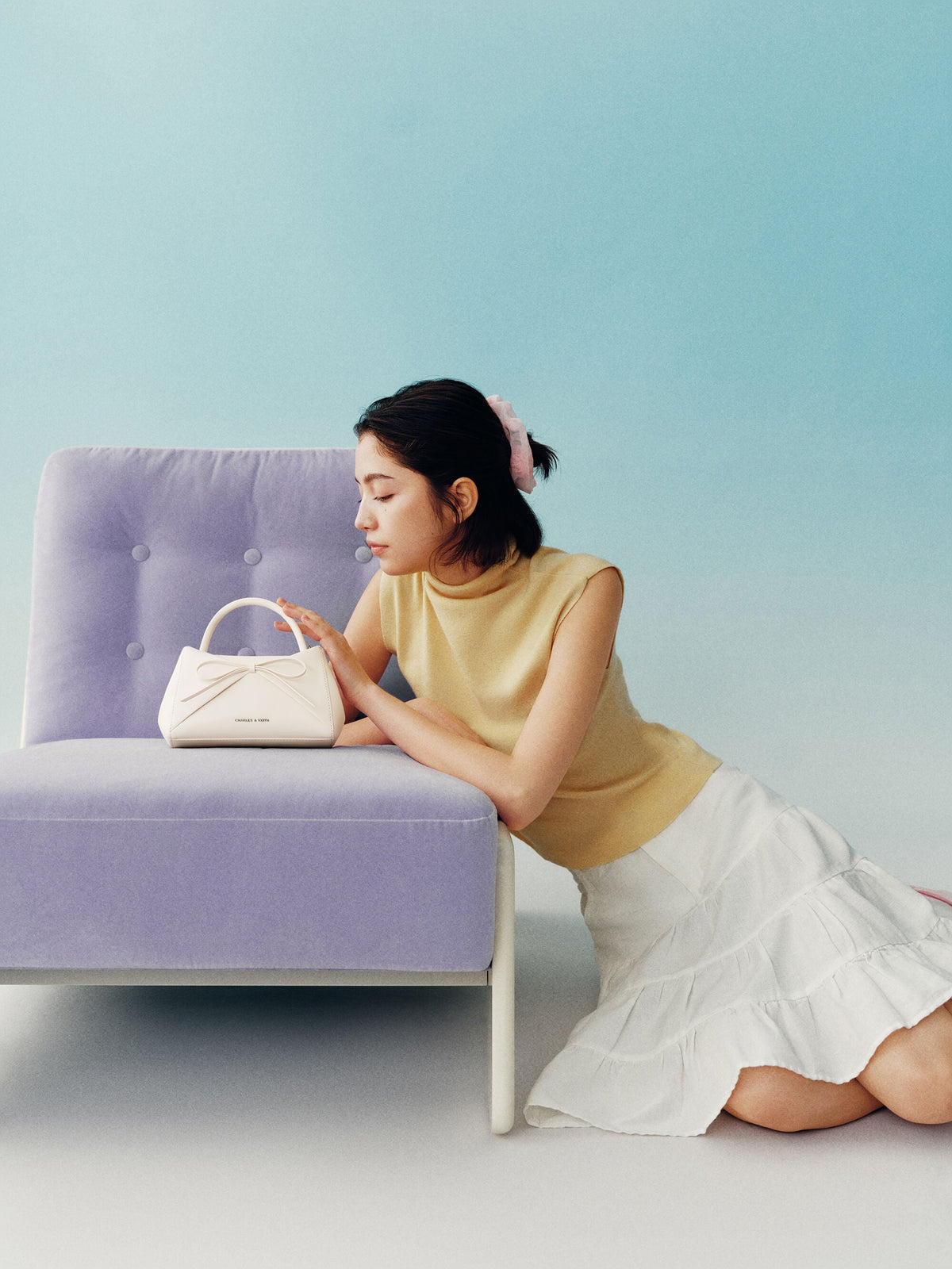 CHARLES & KEITH Featured | Hazel Bow Panelled Top Handle Bag - Cream