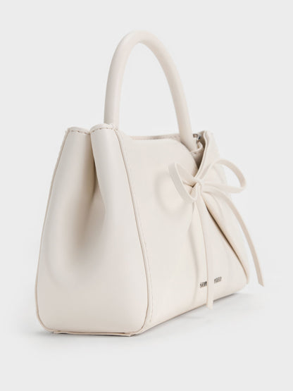CHARLES & KEITH Featured | Hazel Bow Panelled Top Handle Bag - Cream