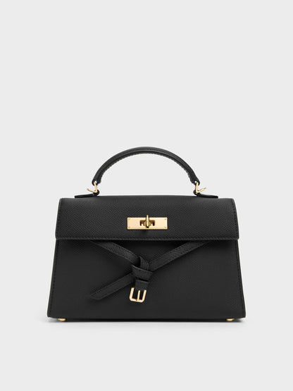 CHARLES & KEITH Featured | Tricha Knotted-Belt Top Handle Bag - Black