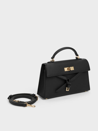 CHARLES & KEITH Featured | Tricha Knotted-Belt Top Handle Bag - Black