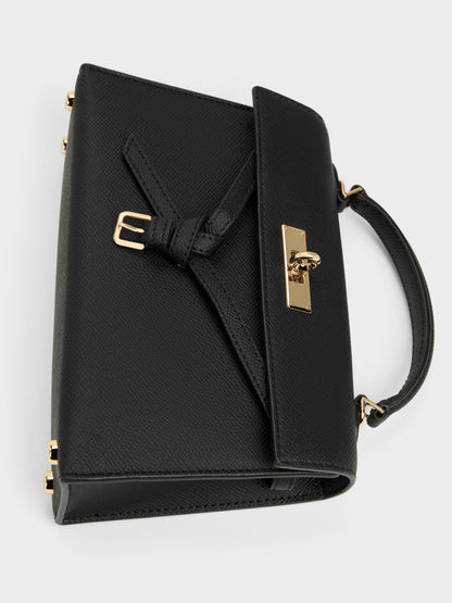 CHARLES & KEITH Featured | Tricha Knotted-Belt Top Handle Bag - Black