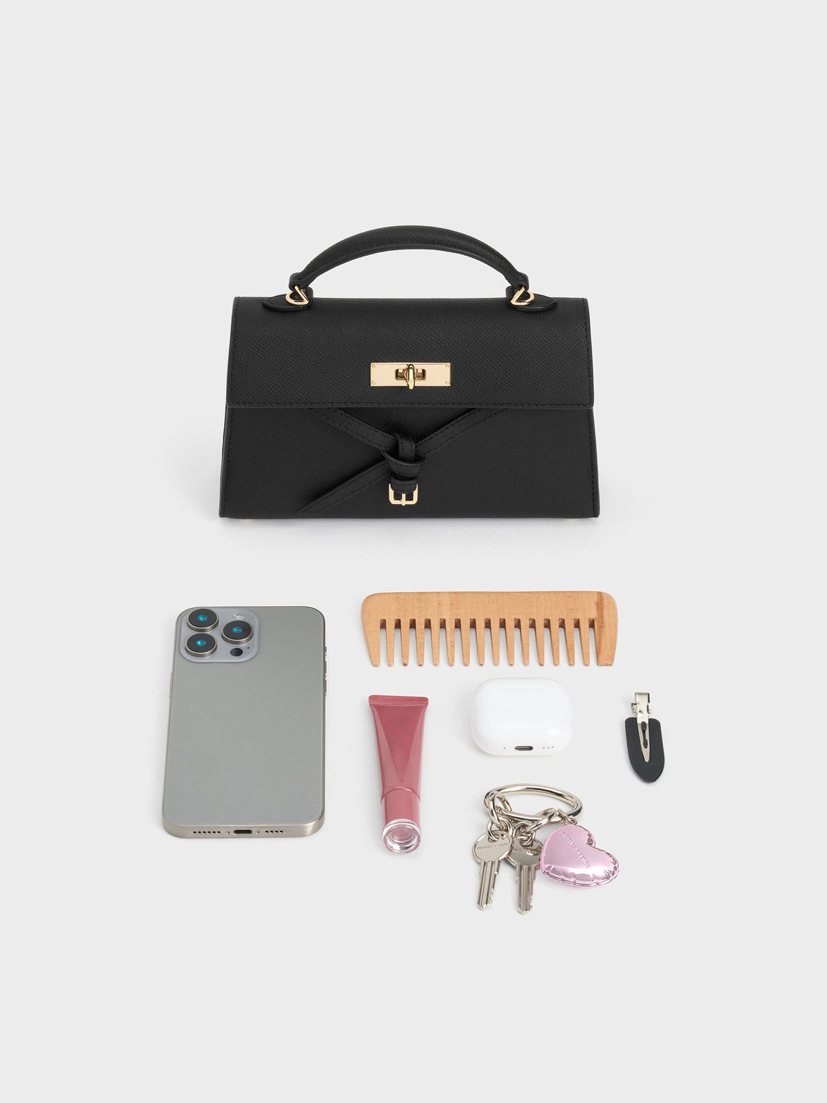 CHARLES & KEITH Featured | Tricha Knotted-Belt Top Handle Bag - Black