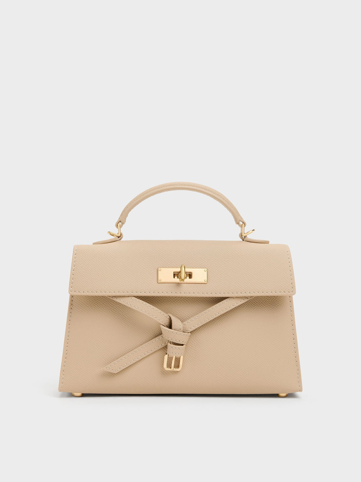 CHARLES & KEITH Recommended | Tricha Knotted-Belt Top Handle Bag - Sand Beige
