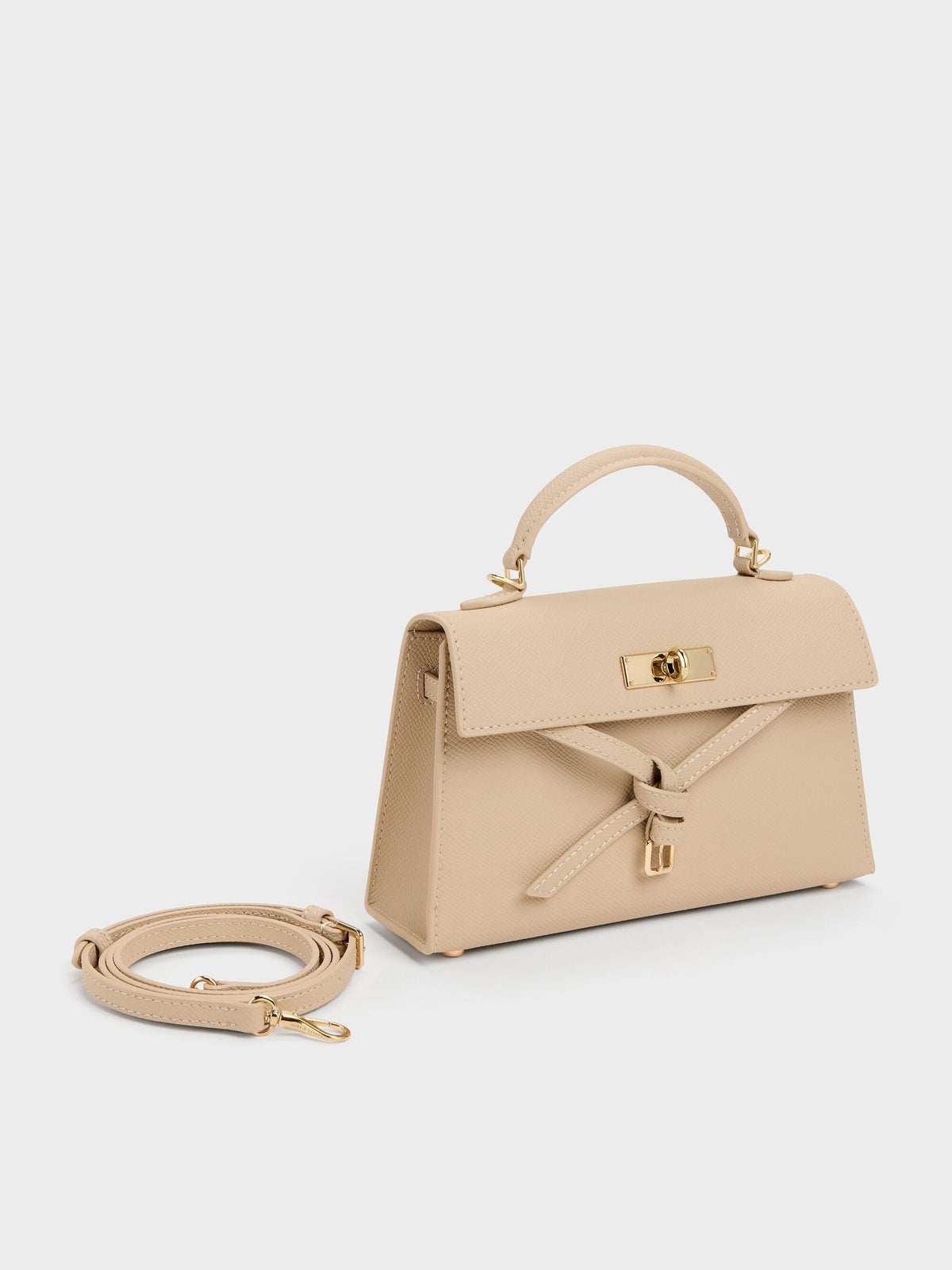 CHARLES & KEITH Recommended | Tricha Knotted-Belt Top Handle Bag - Sand Beige