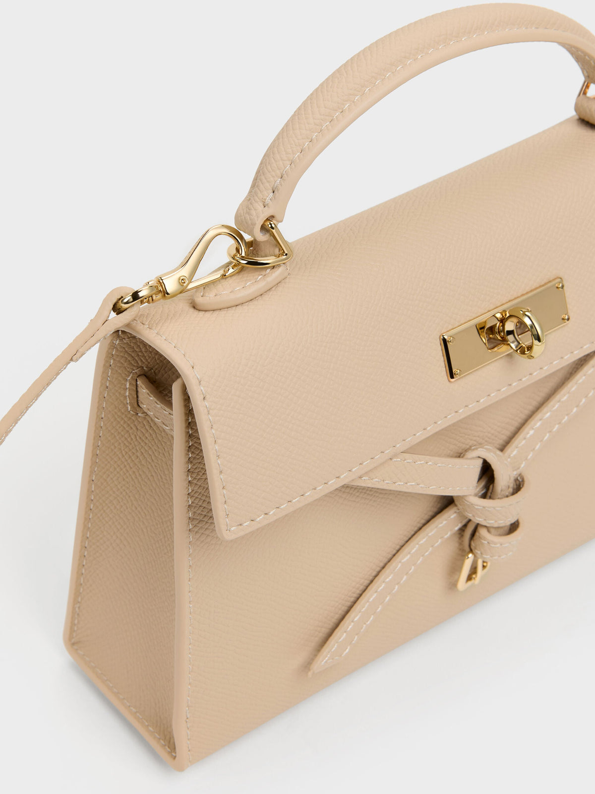 CHARLES & KEITH Recommended | Tricha Knotted-Belt Top Handle Bag - Sand Beige