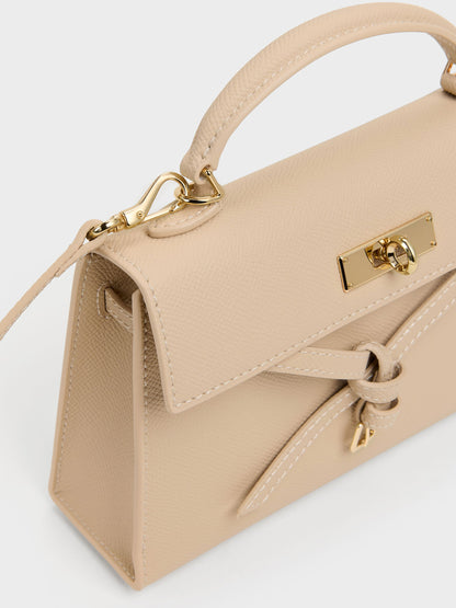 CHARLES & KEITH Recommended | Tricha Knotted-Belt Top Handle Bag - Sand Beige