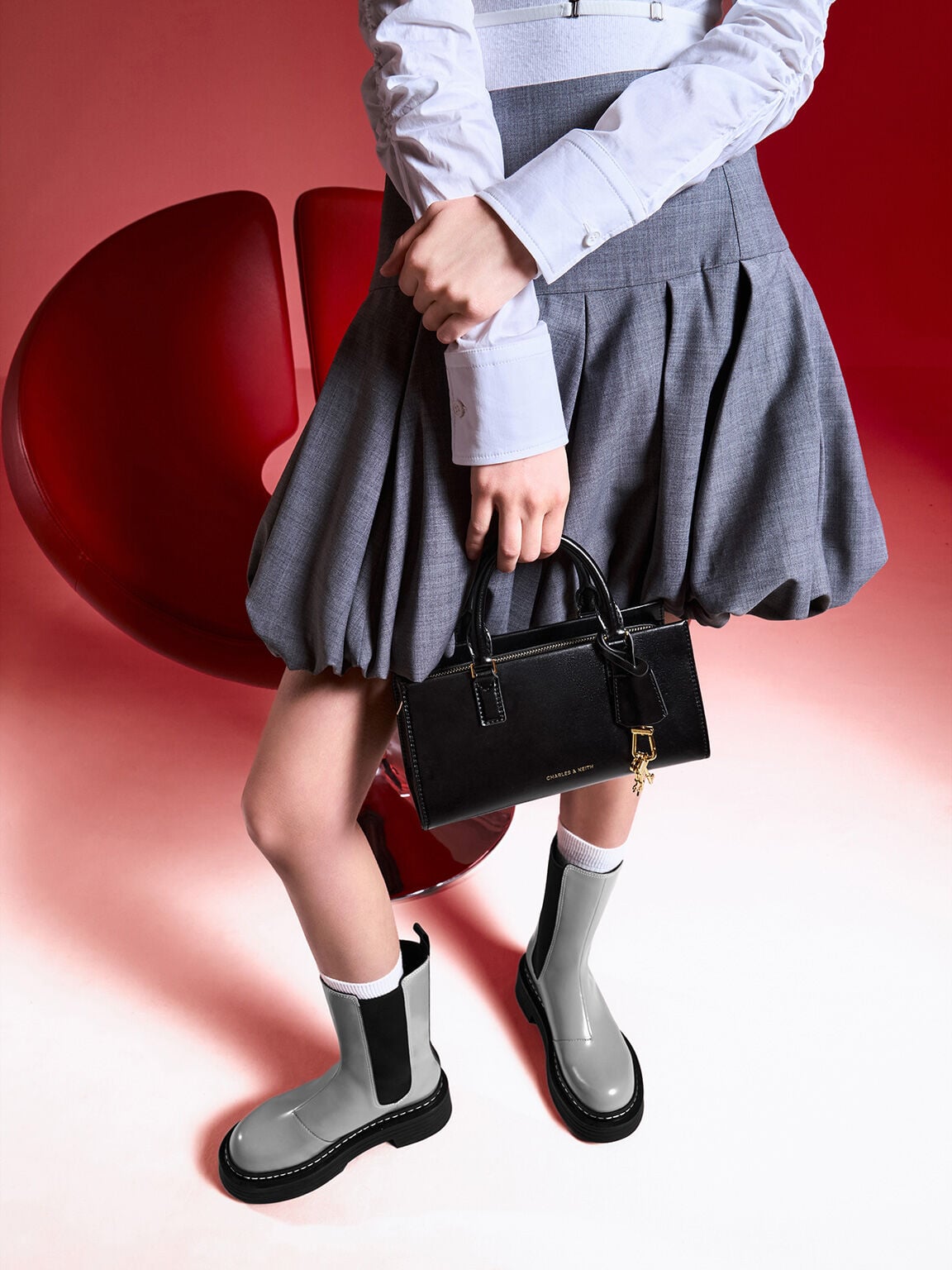 CHARLES & KEITH Value | Kerry Top Handle Bag - Black