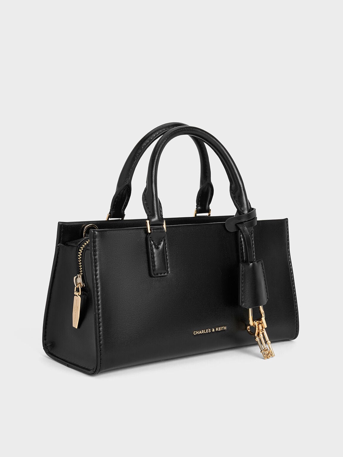 CHARLES & KEITH Value | Kerry Top Handle Bag - Black