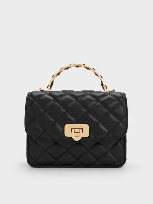 CHARLES & KEITH New | Cressida Quilted Top Handle Bag - Black