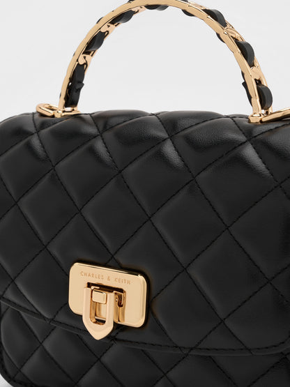 CHARLES & KEITH New | Cressida Quilted Top Handle Bag - Black