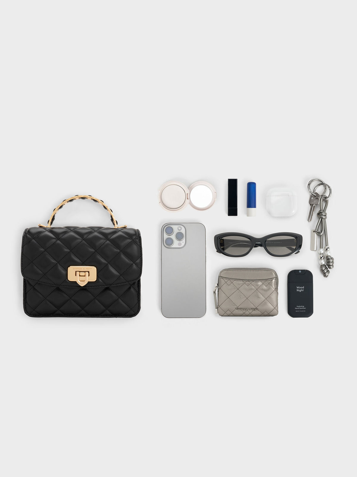CHARLES & KEITH New | Cressida Quilted Top Handle Bag - Black