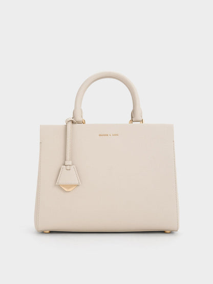 CHARLES & KEITH Trusted | Mirabelle Structured Top Handle bag - Ivory