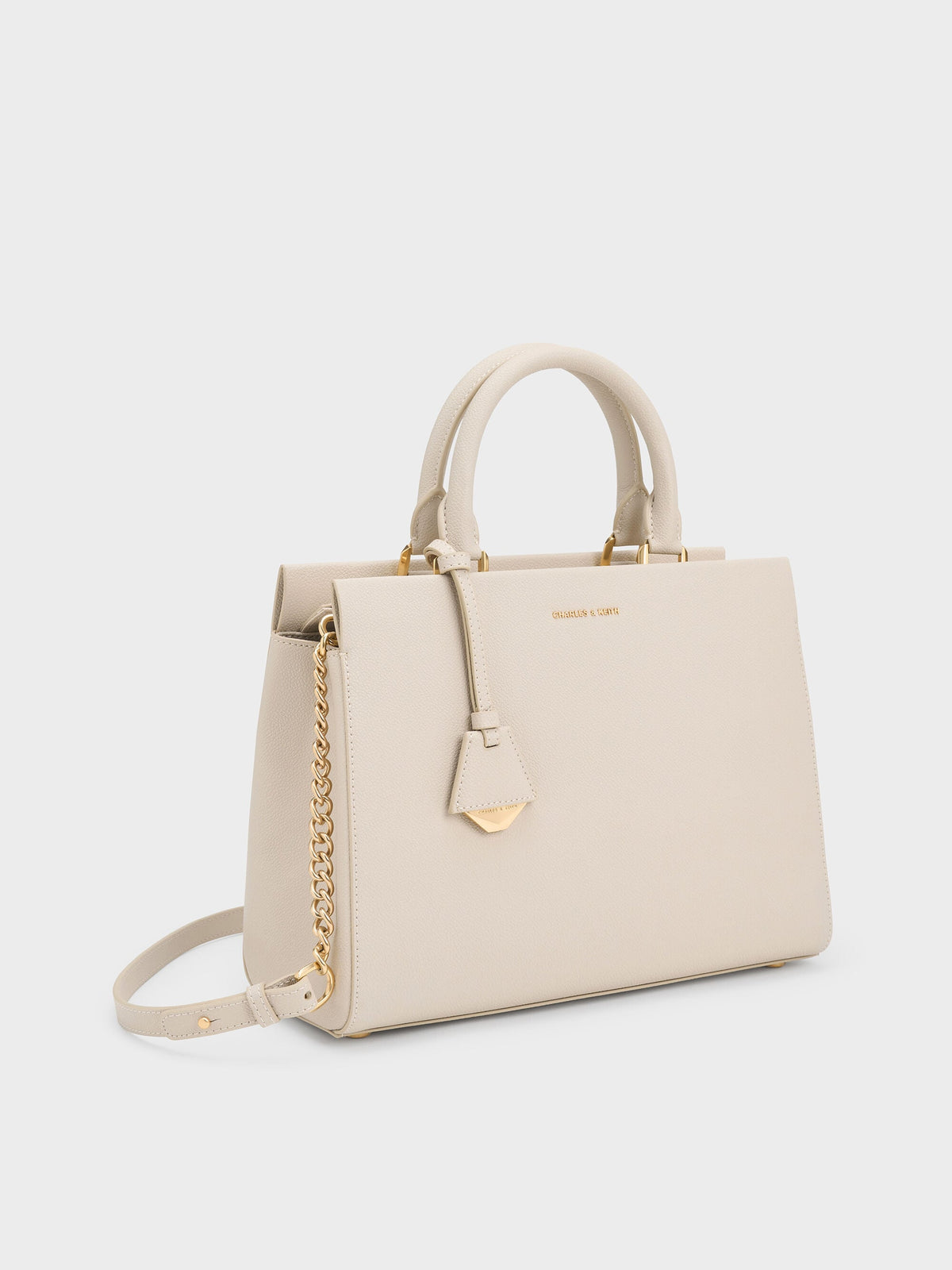 CHARLES & KEITH Trusted | Mirabelle Structured Top Handle bag - Ivory