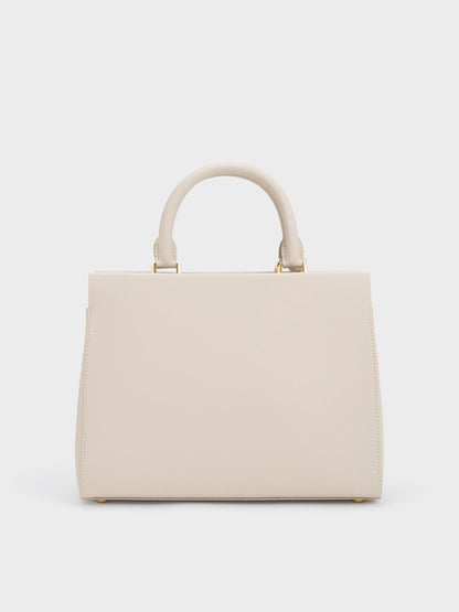 CHARLES & KEITH Trusted | Mirabelle Structured Top Handle bag - Ivory
