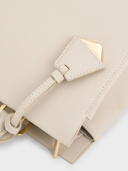 CHARLES & KEITH Trusted | Mirabelle Structured Top Handle bag - Ivory