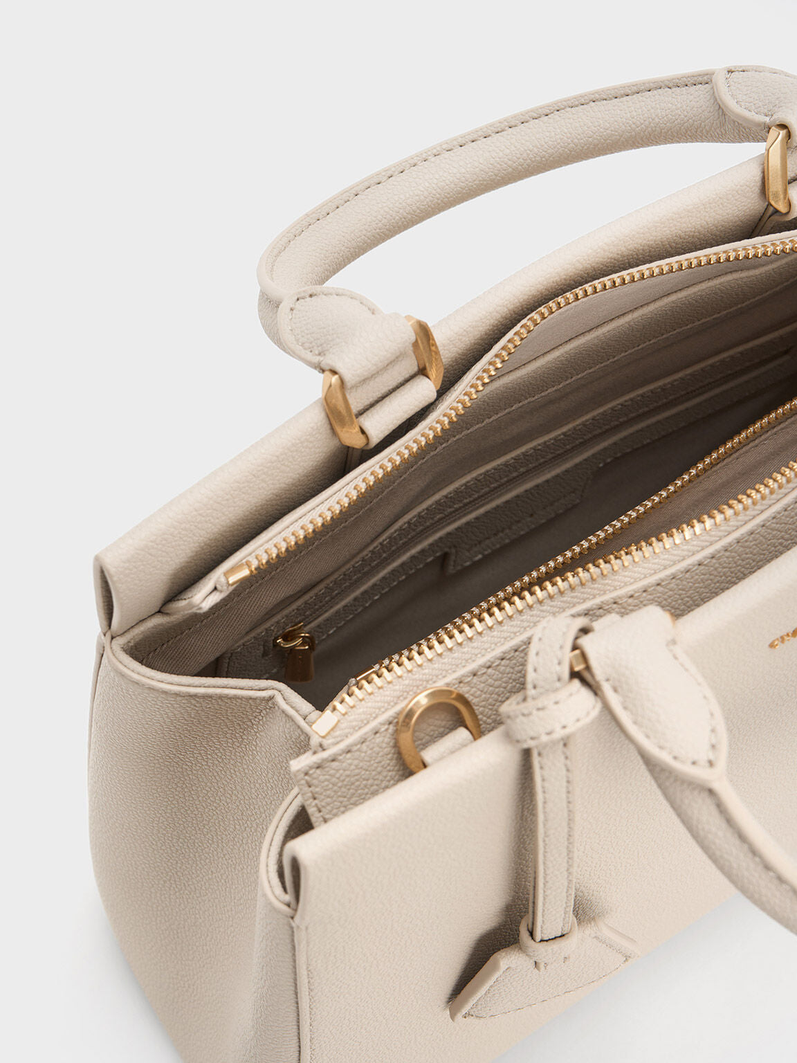 CHARLES & KEITH Trusted | Mirabelle Structured Top Handle bag - Ivory