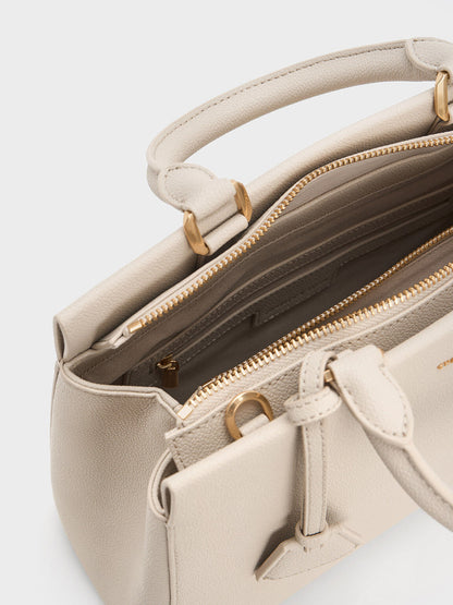 CHARLES & KEITH Trusted | Mirabelle Structured Top Handle bag - Ivory
