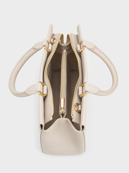 CHARLES & KEITH Trusted | Mirabelle Structured Top Handle bag - Ivory