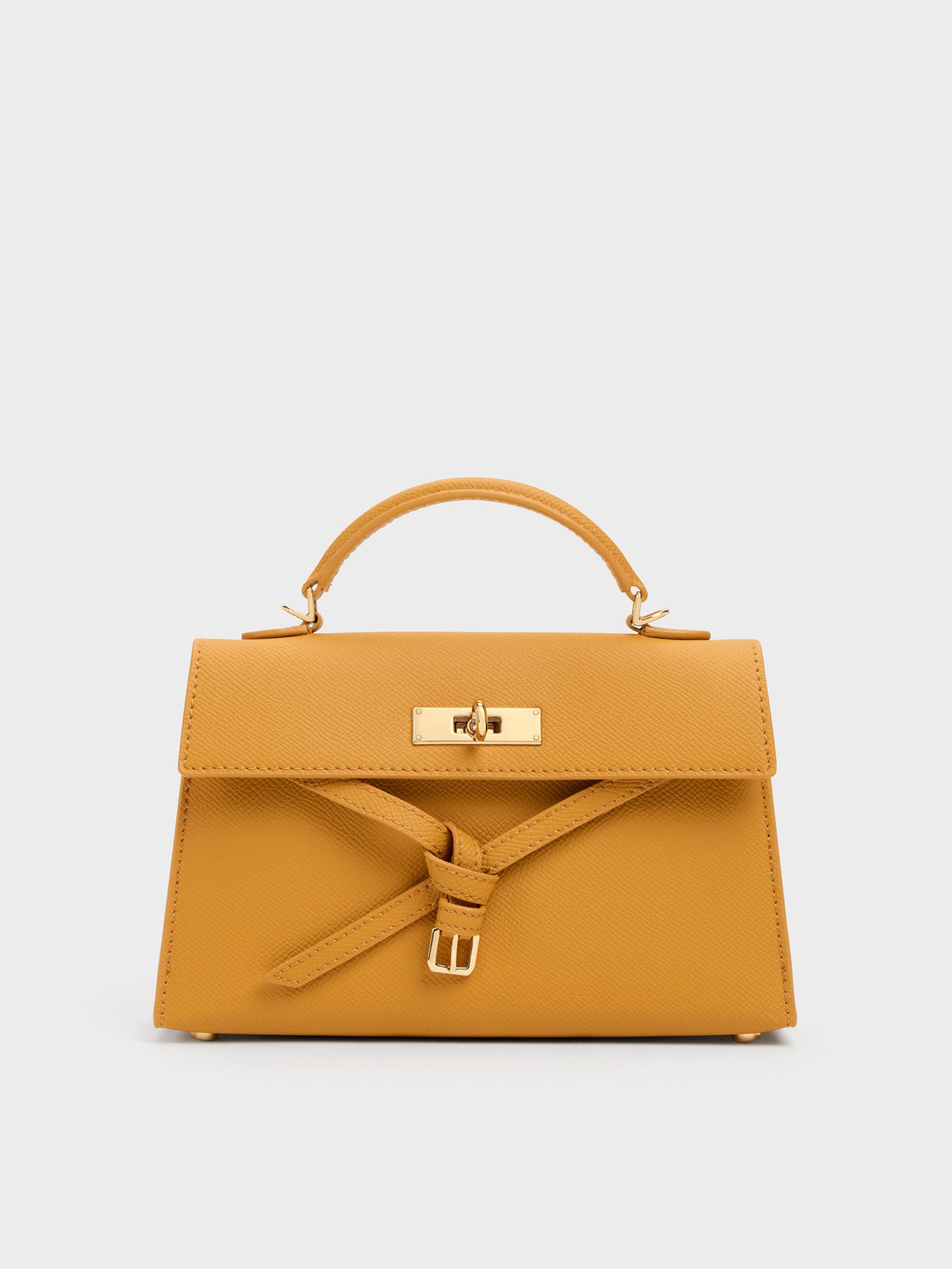 CHARLES & KEITH Signature | Tricha Knotted-Belt Top Handle Bag - Saffron Yellow
