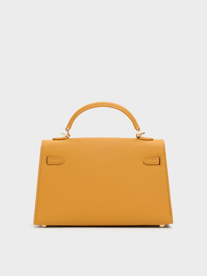 CHARLES & KEITH Signature | Tricha Knotted-Belt Top Handle Bag - Saffron Yellow