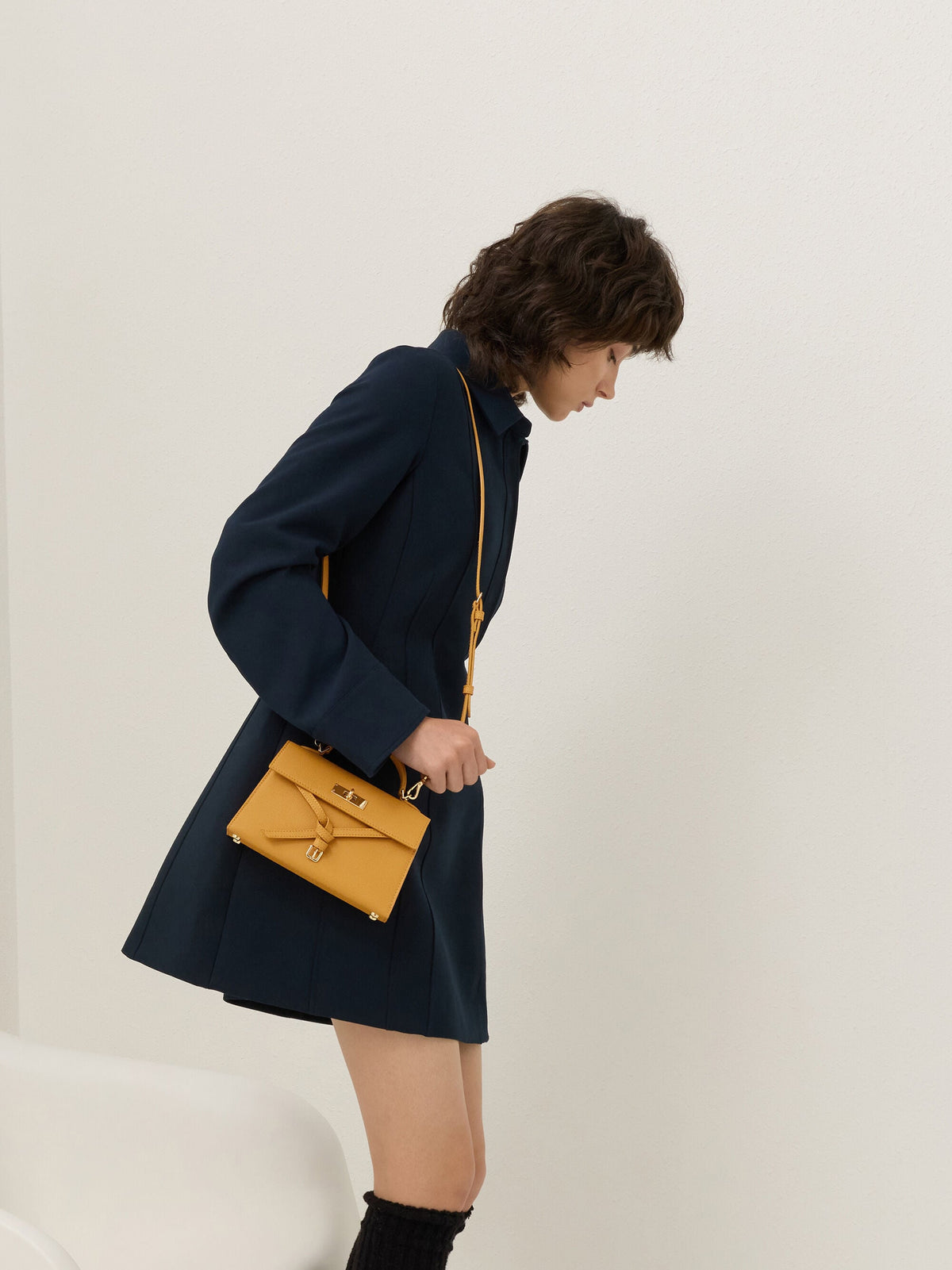 CHARLES & KEITH Signature | Tricha Knotted-Belt Top Handle Bag - Saffron Yellow