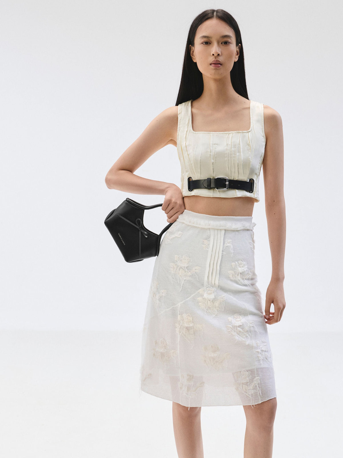 CHARLES & KEITH New | Hazel Bow Tubular Top Handle Bag - Noir