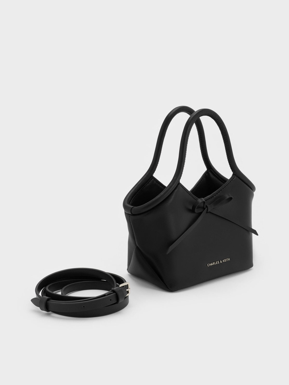 CHARLES & KEITH New | Hazel Bow Tubular Top Handle Bag - Noir