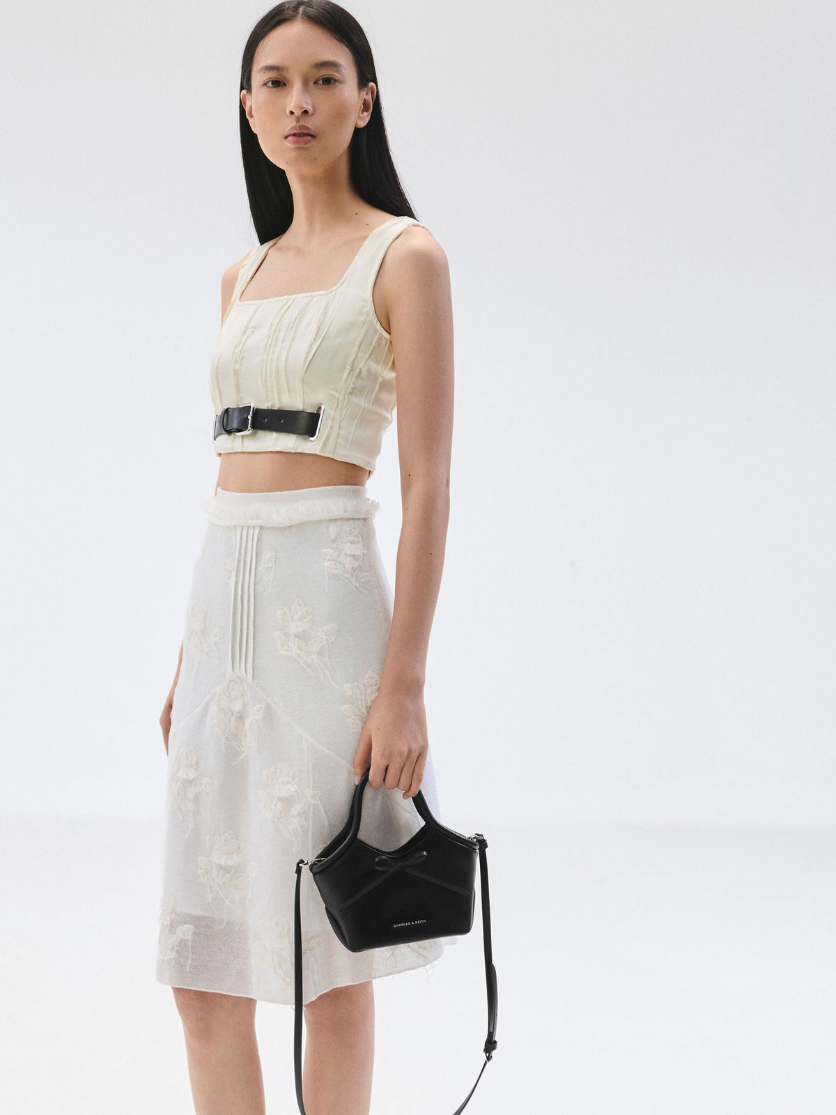 CHARLES & KEITH New | Hazel Bow Tubular Top Handle Bag - Noir