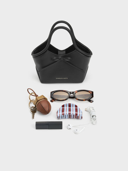 CHARLES & KEITH New | Hazel Bow Tubular Top Handle Bag - Noir