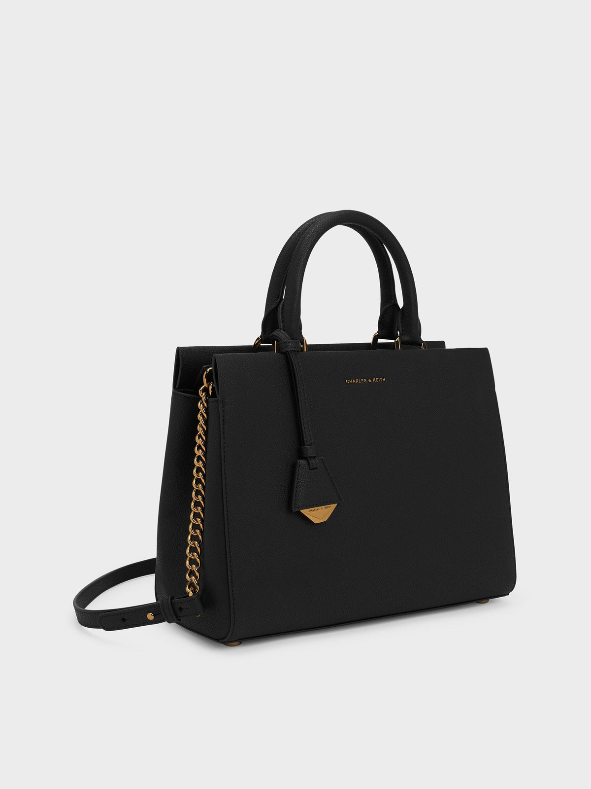 CHARLES & KEITH Trusted | Mirabelle Structured Top Handle bag - Black