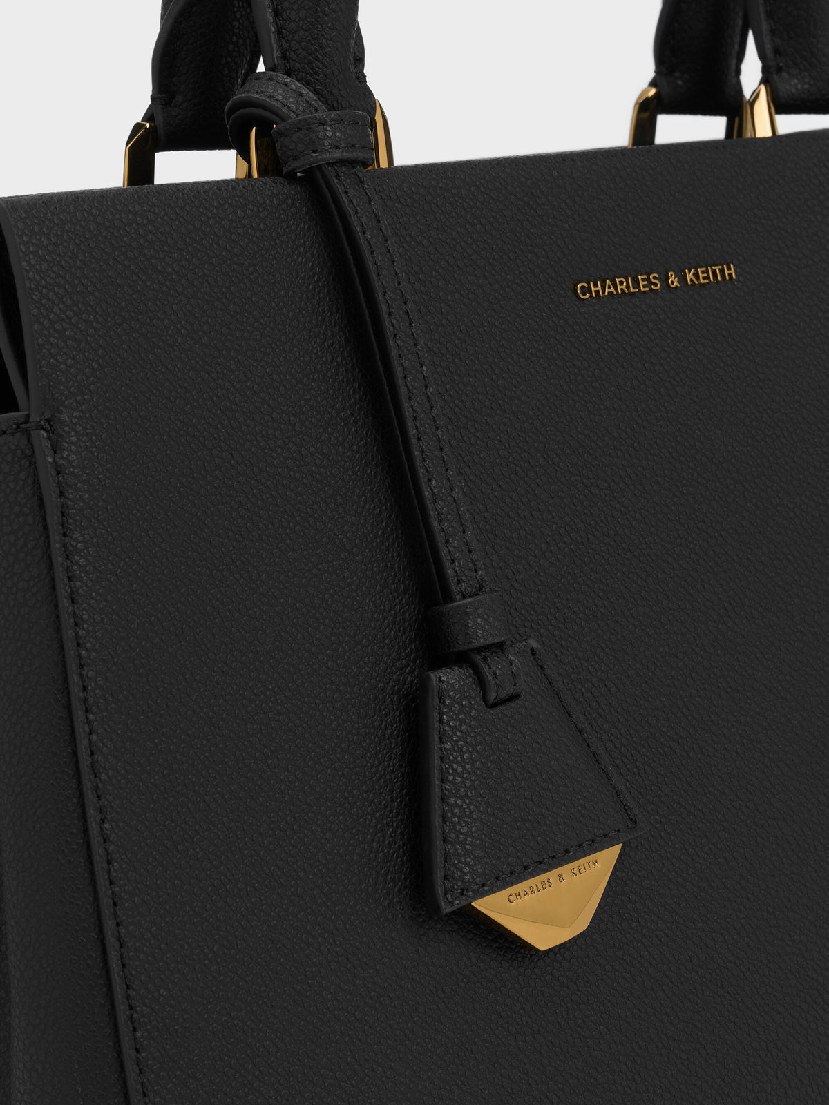 CHARLES & KEITH Trusted | Mirabelle Structured Top Handle bag - Black