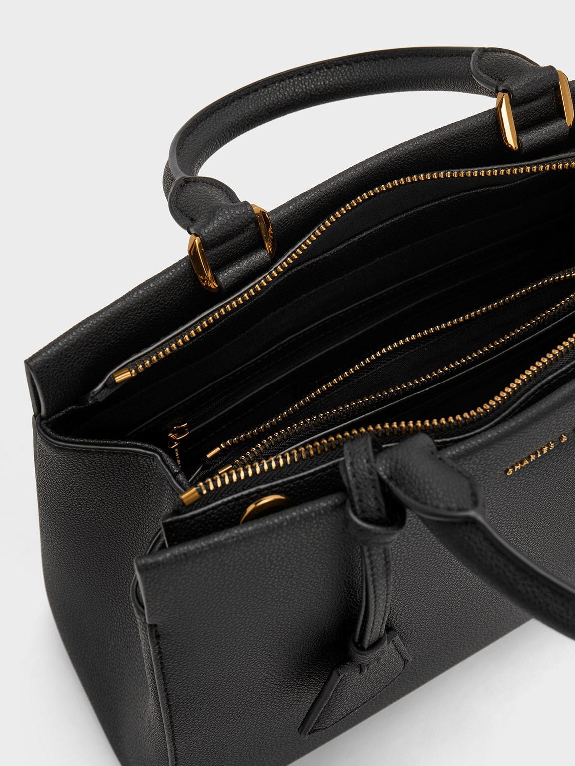 CHARLES & KEITH Trusted | Mirabelle Structured Top Handle bag - Black
