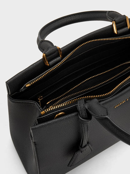 CHARLES & KEITH Trusted | Mirabelle Structured Top Handle bag - Black