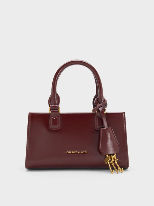 CHARLES & KEITH Premium | Mini Kerry Top Handle Bag - Wineberry Red