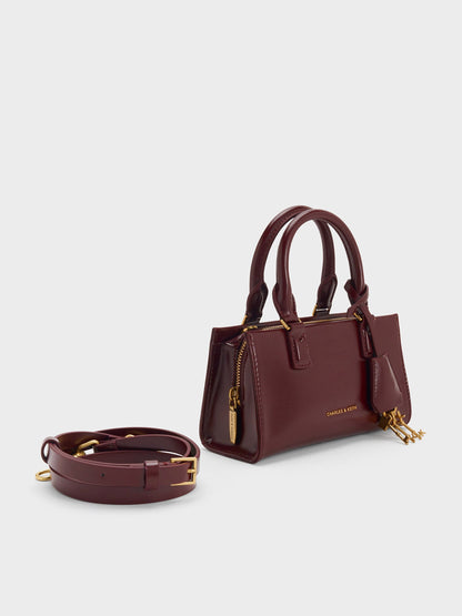 CHARLES & KEITH Premium | Mini Kerry Top Handle Bag - Wineberry Red