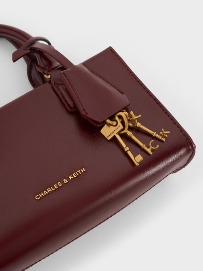 CHARLES & KEITH Premium | Mini Kerry Top Handle Bag - Wineberry Red