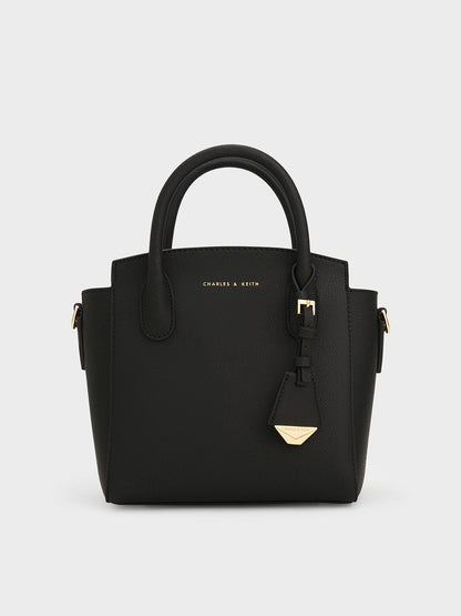 CHARLES & KEITH Value | Harper Structured Top Handle Bag - Black